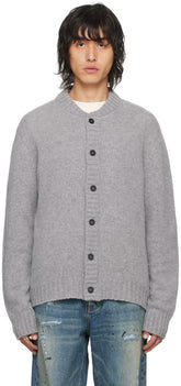 Gray Curved Logo Cardigan