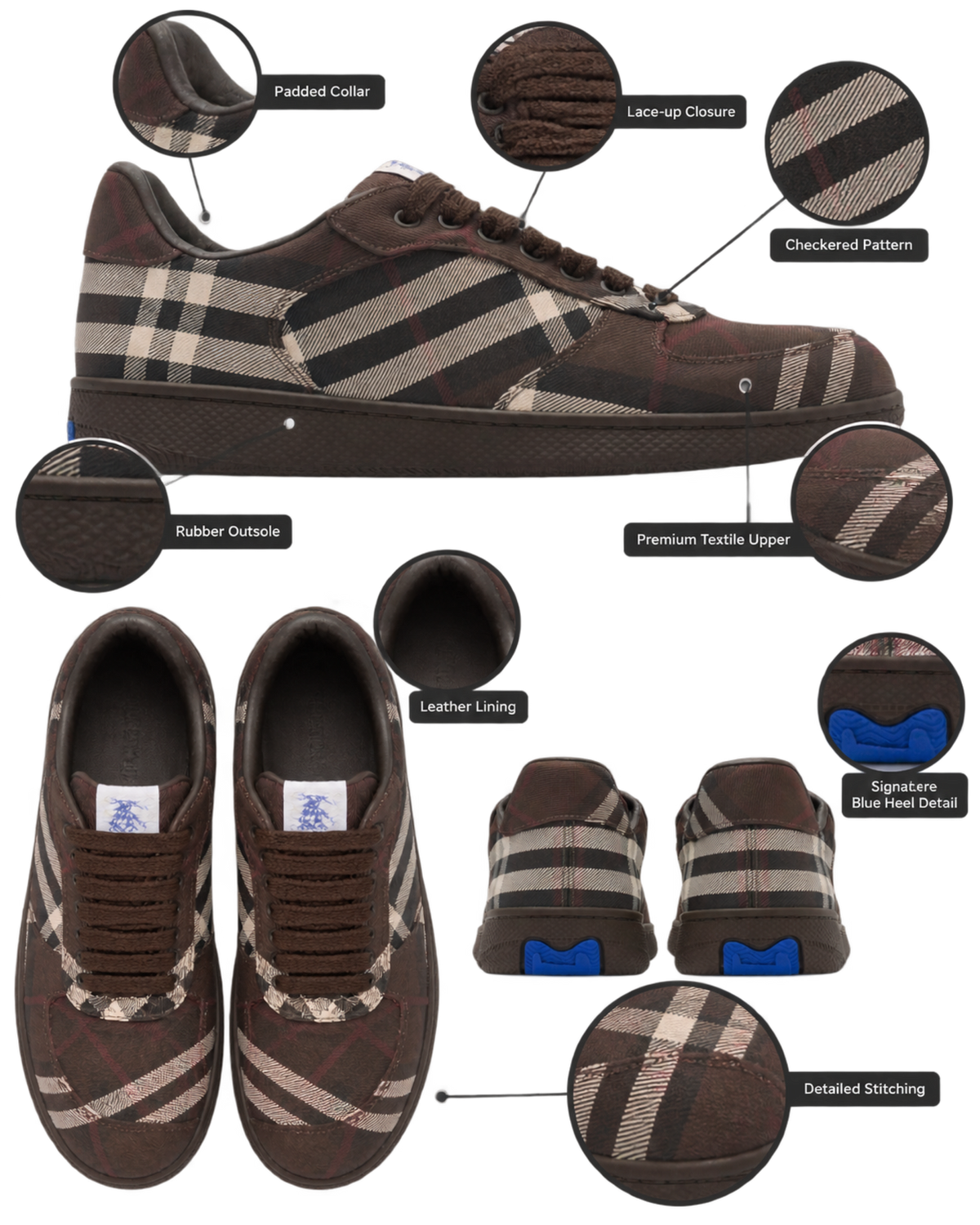 Lace-up sneakers with a checkered pattern