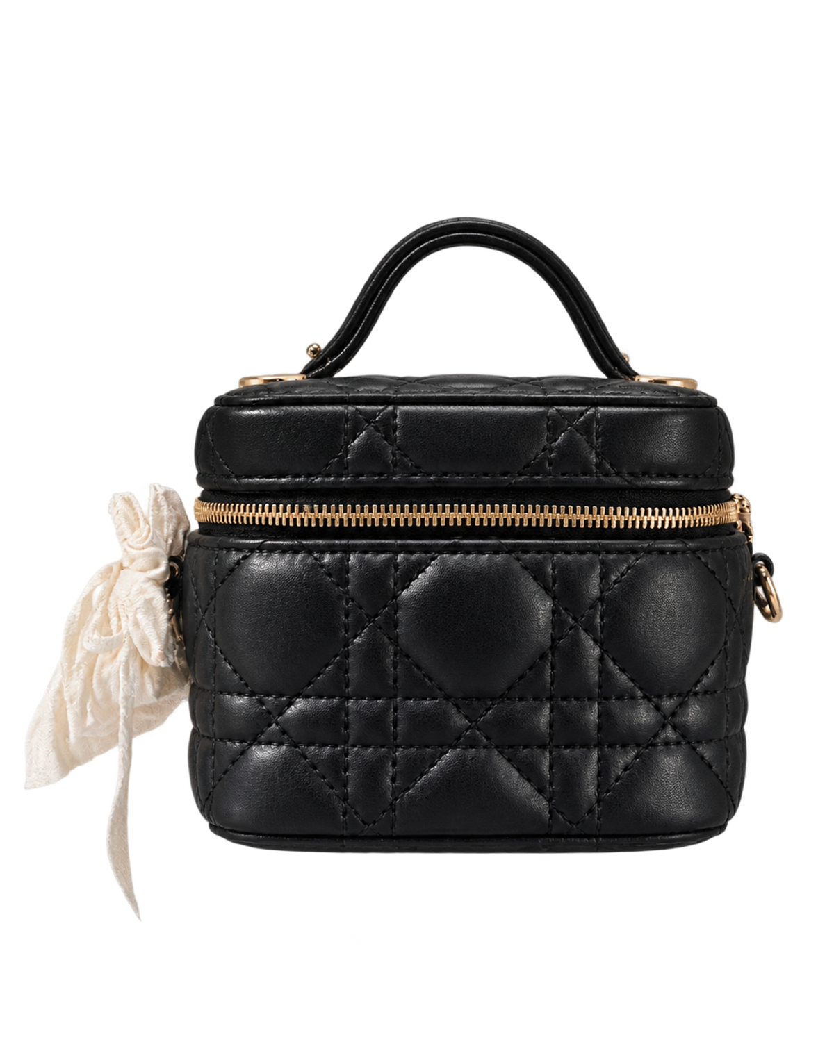 Lambskin Cannage Micro Lady Dior Vanity Case Black