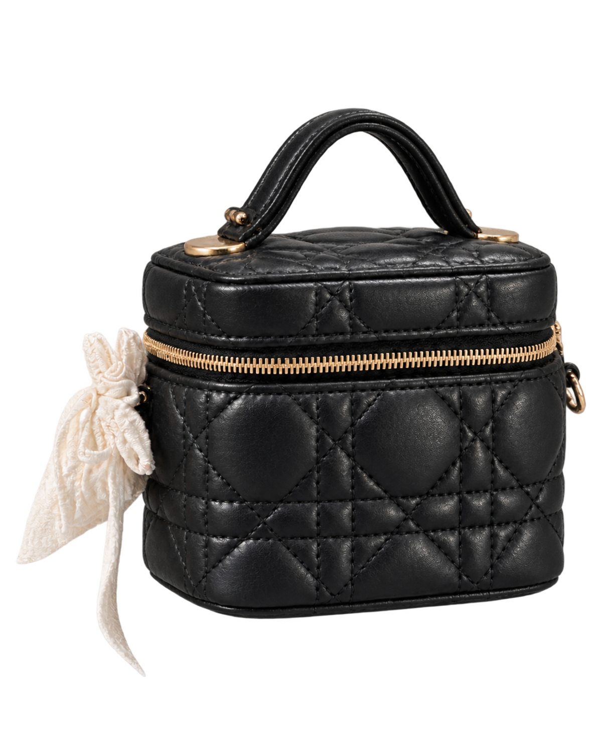 Lambskin Cannage Micro Lady Dior Vanity Case Black