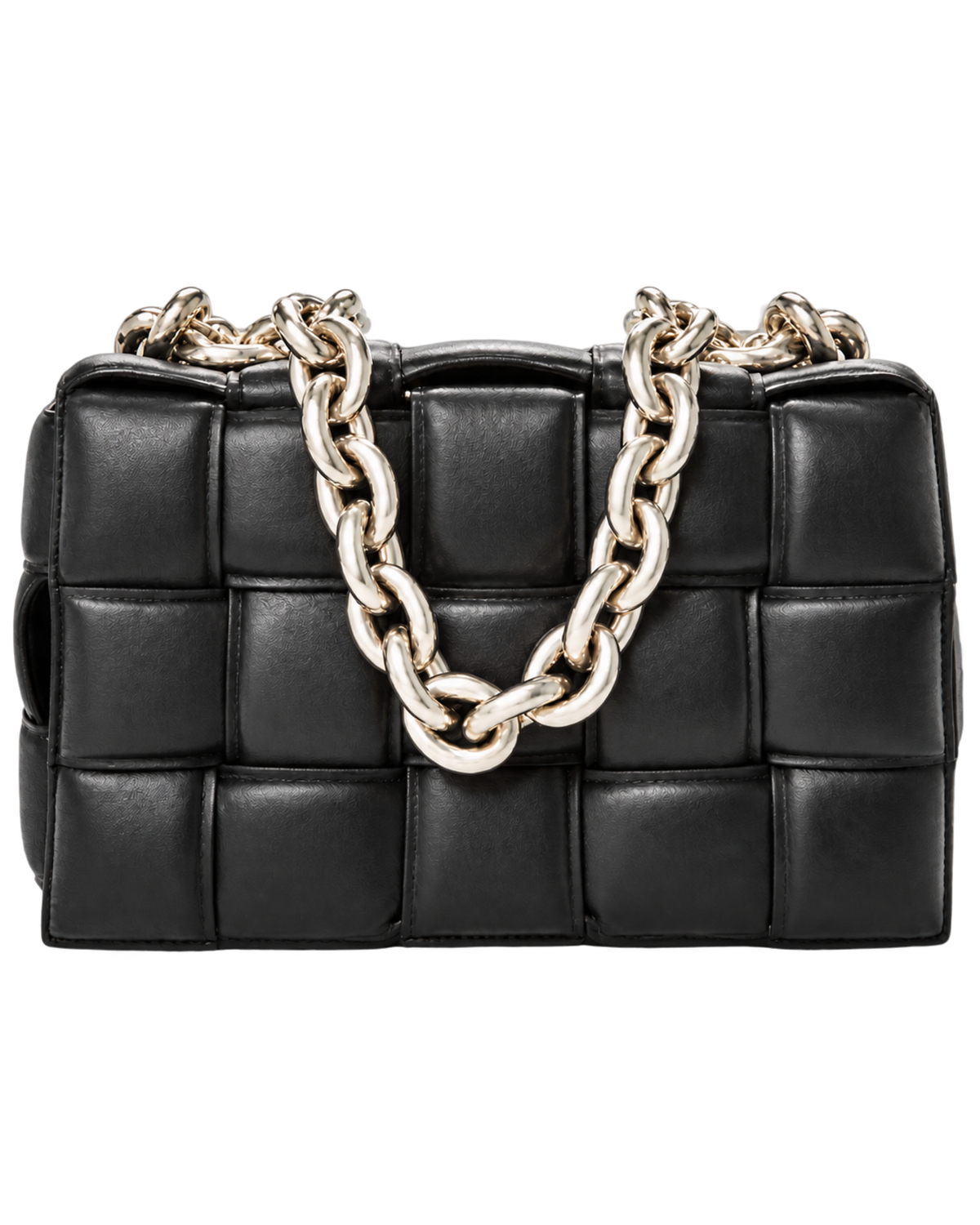 Lambskin Maxi Intreccio Padded Chain Cassette Crossbody Bag Black