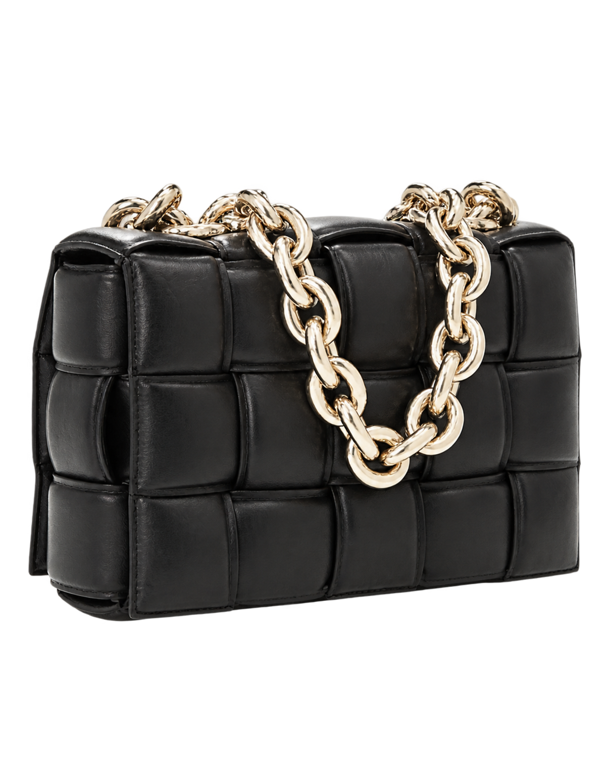 Lambskin Maxi Intreccio Padded Chain Cassette Crossbody Bag Black