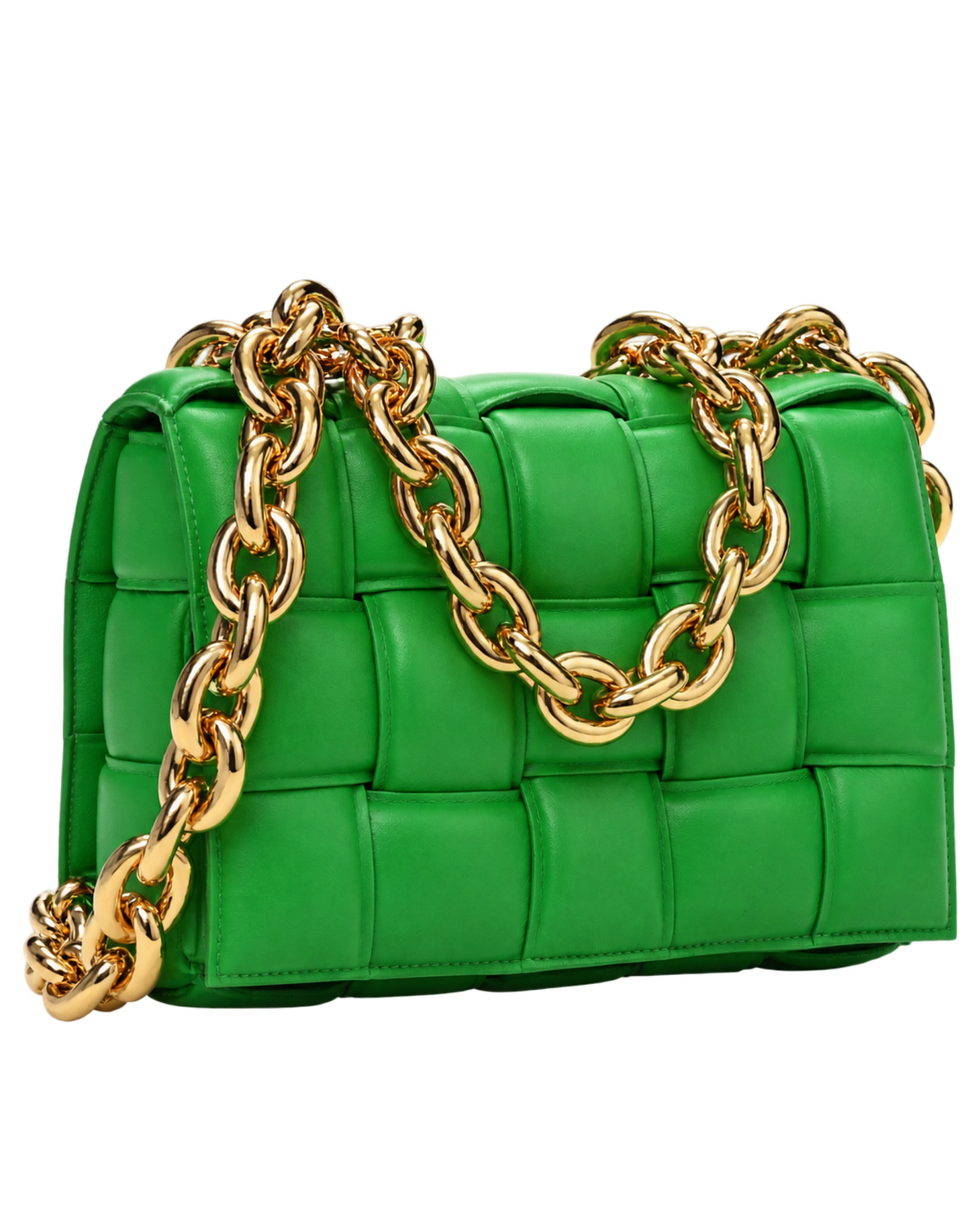 Lambskin Maxi Intreccio Padded Chain Cassette Crossbody Bag Parakeet