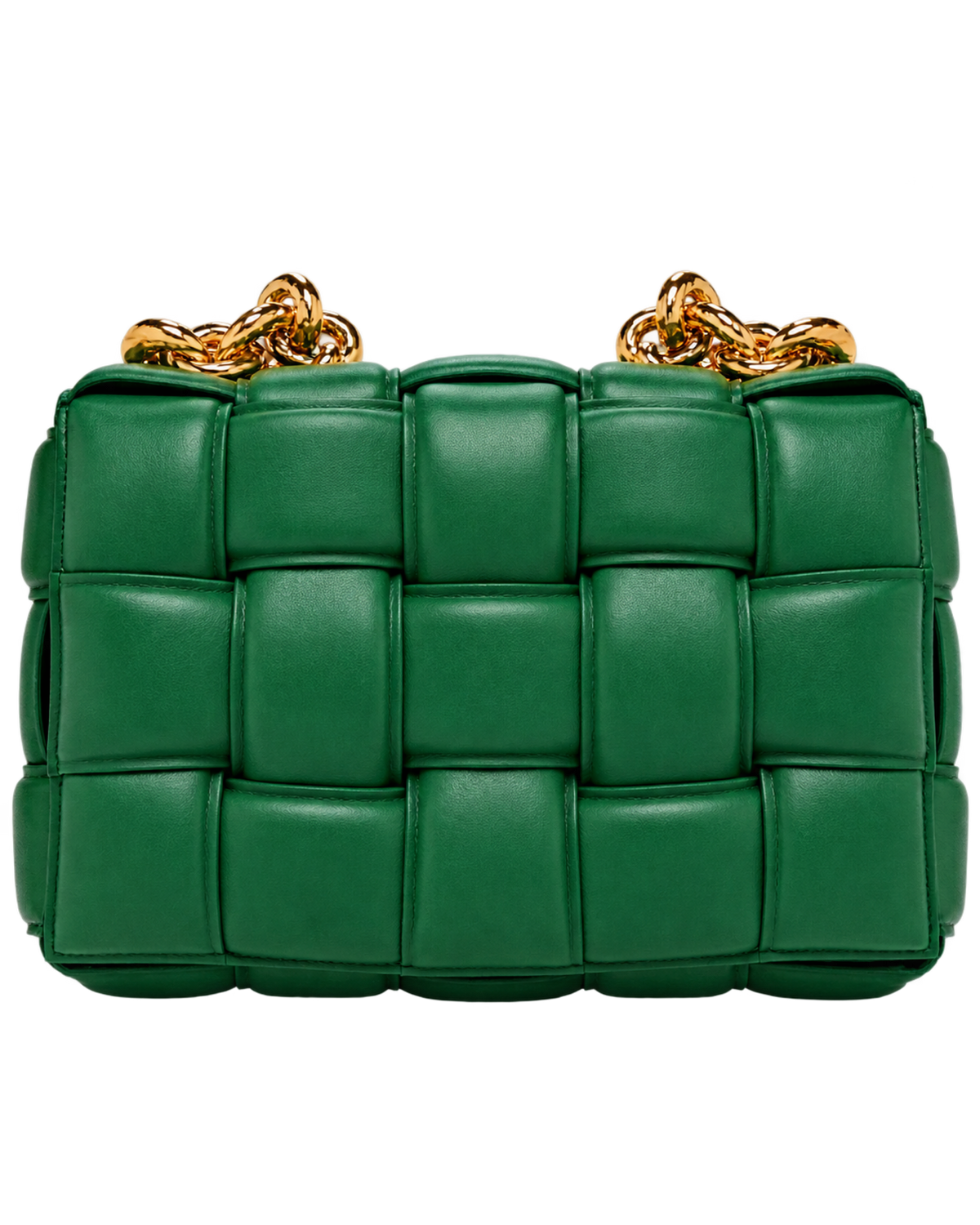 Lambskin Maxi Intreccio Padded Chain Cassette Crossbody Bag Racing Green