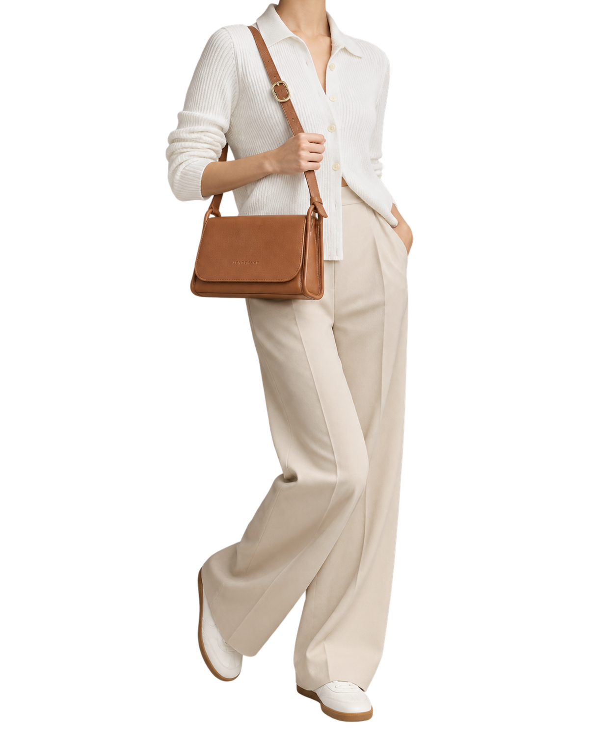 Le Foulonné M Crossbody bag Caramel - Leather