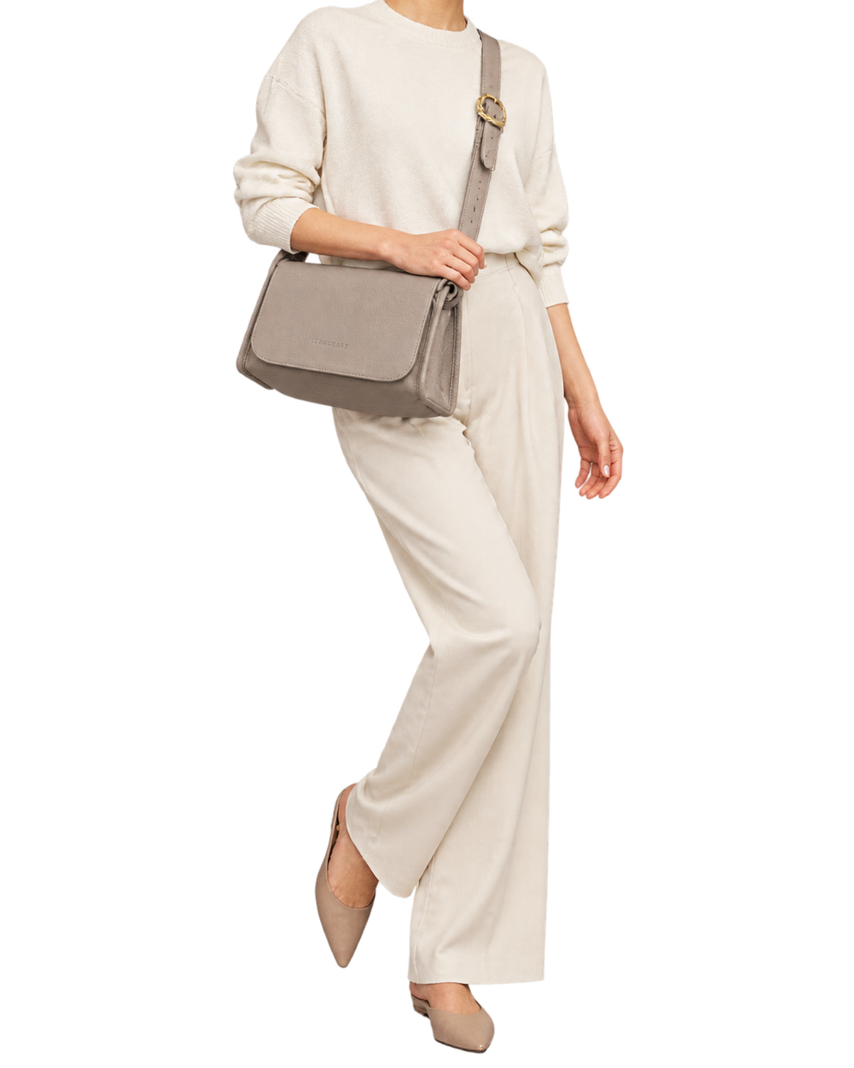 Le Foulonné M Crossbody bag Turtledove - Leather