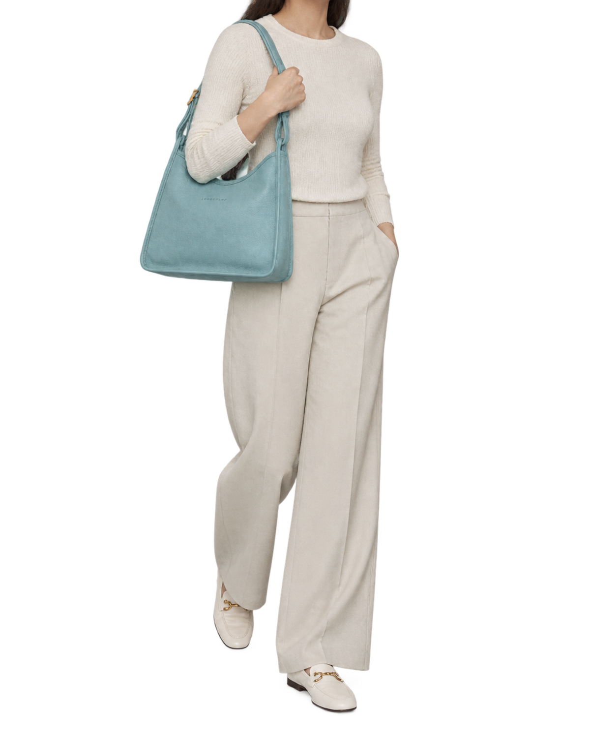Le Foulonné M Hobo bag Eucalyptus - Leather