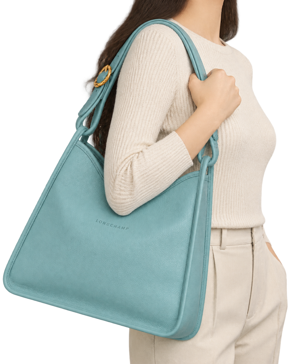 Le Foulonné M Hobo bag Eucalyptus - Leather