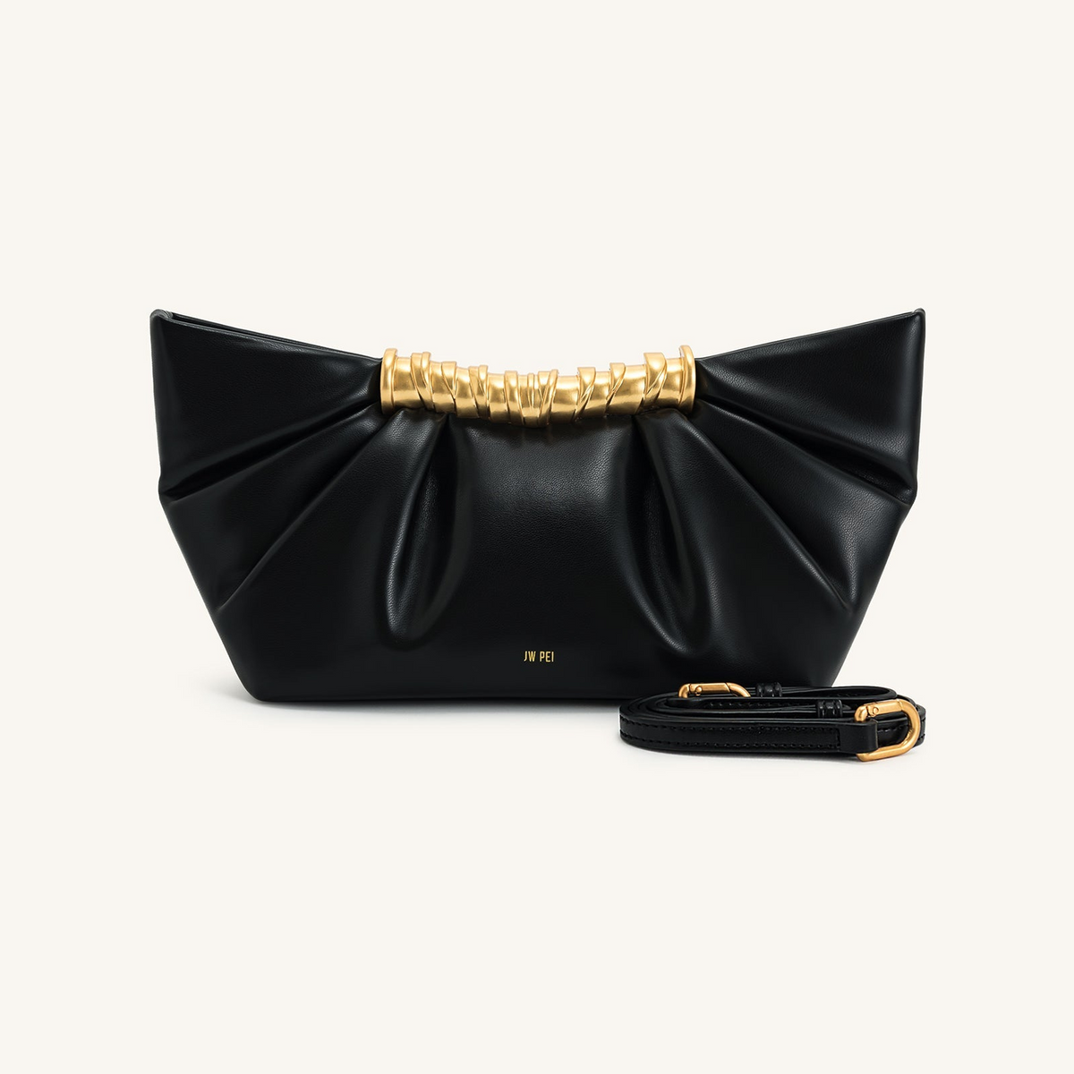 Leia Pleated Clutch - Black