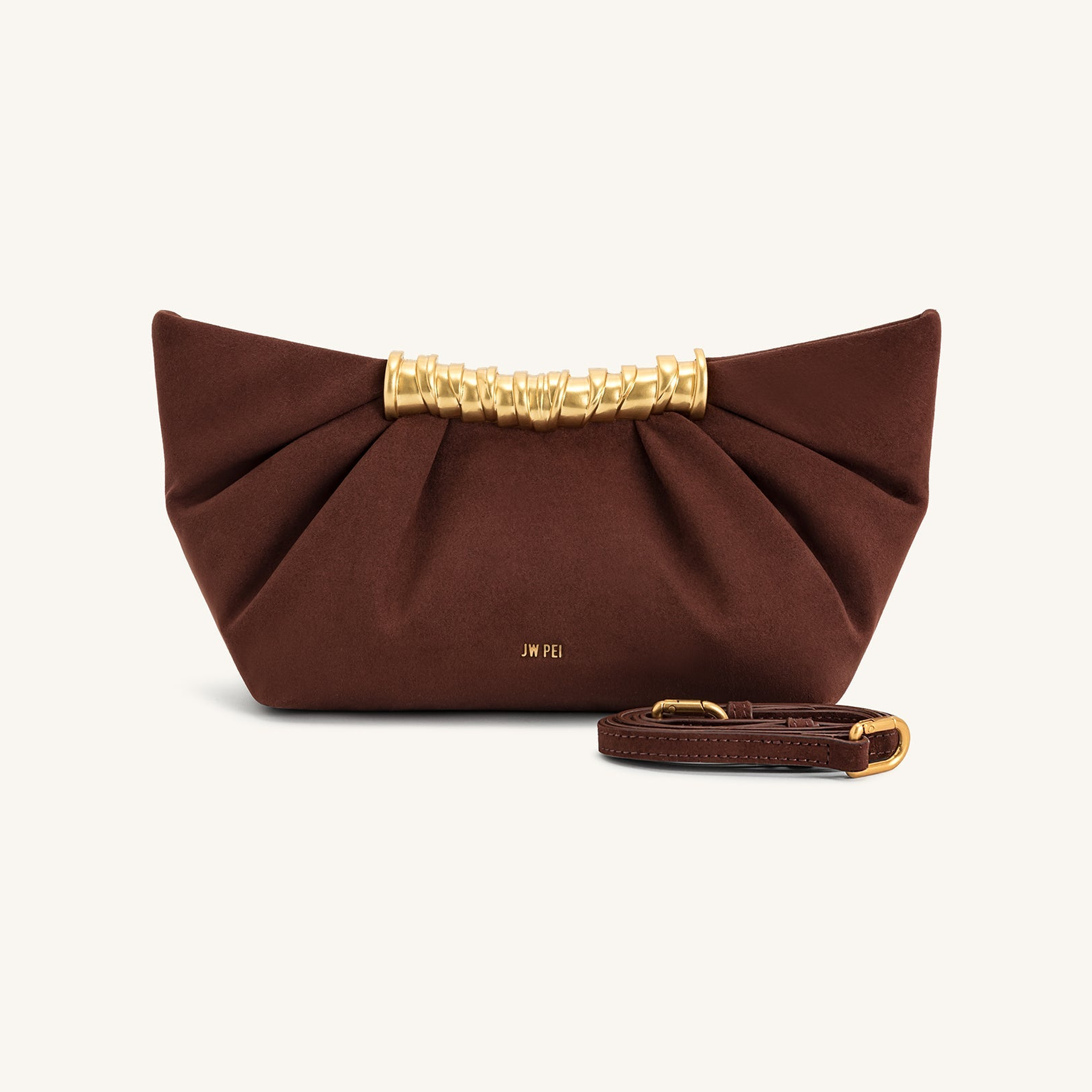 Leia Pleated Clutch - Dark Brown
