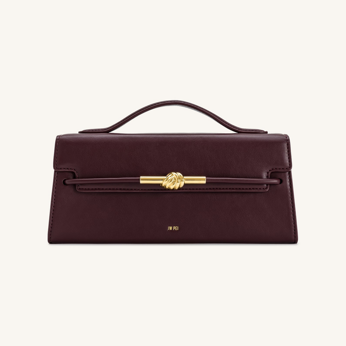 Lena Metal Rope Knot Top Handle Bag - Deep Claret