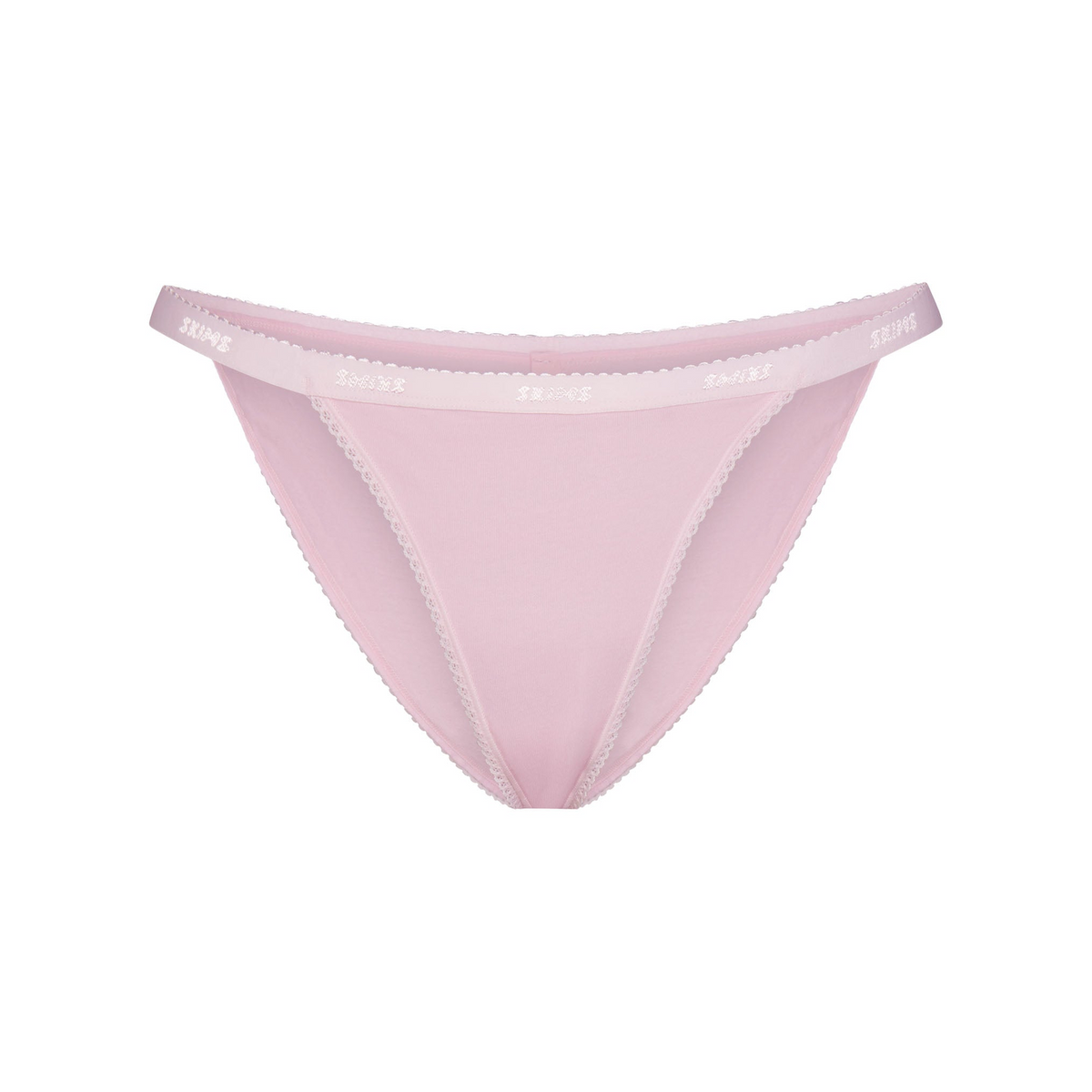 Lightweight Cotton Logo Picot String Bikini
