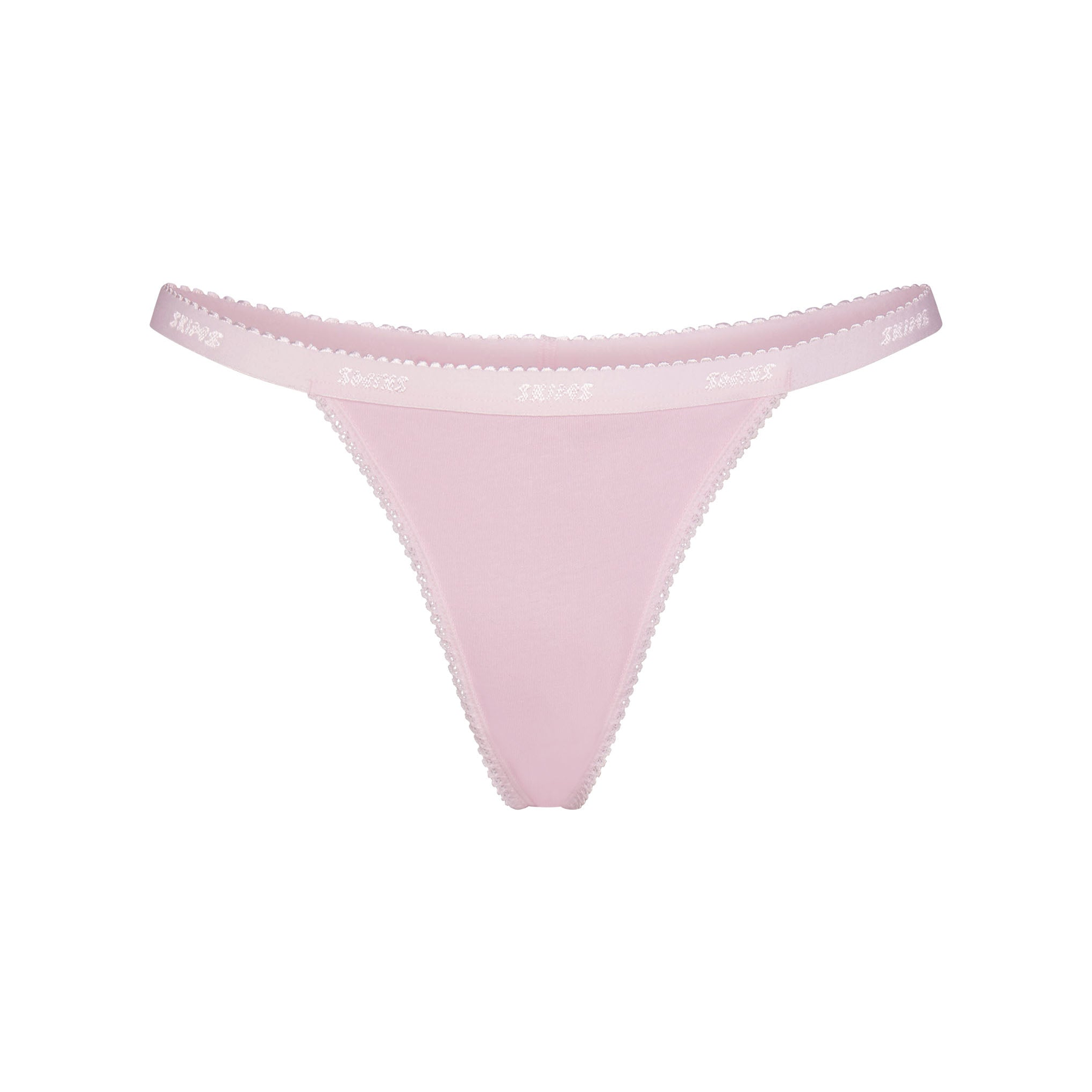 Lightweight Cotton Logo Picot Thong