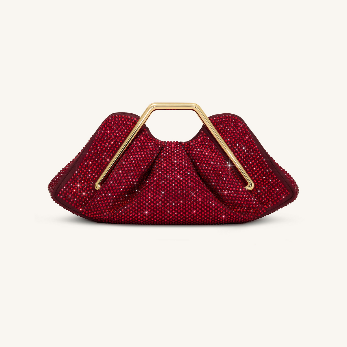 Lila Artificial Crystal Metal Frame Clutch - Red