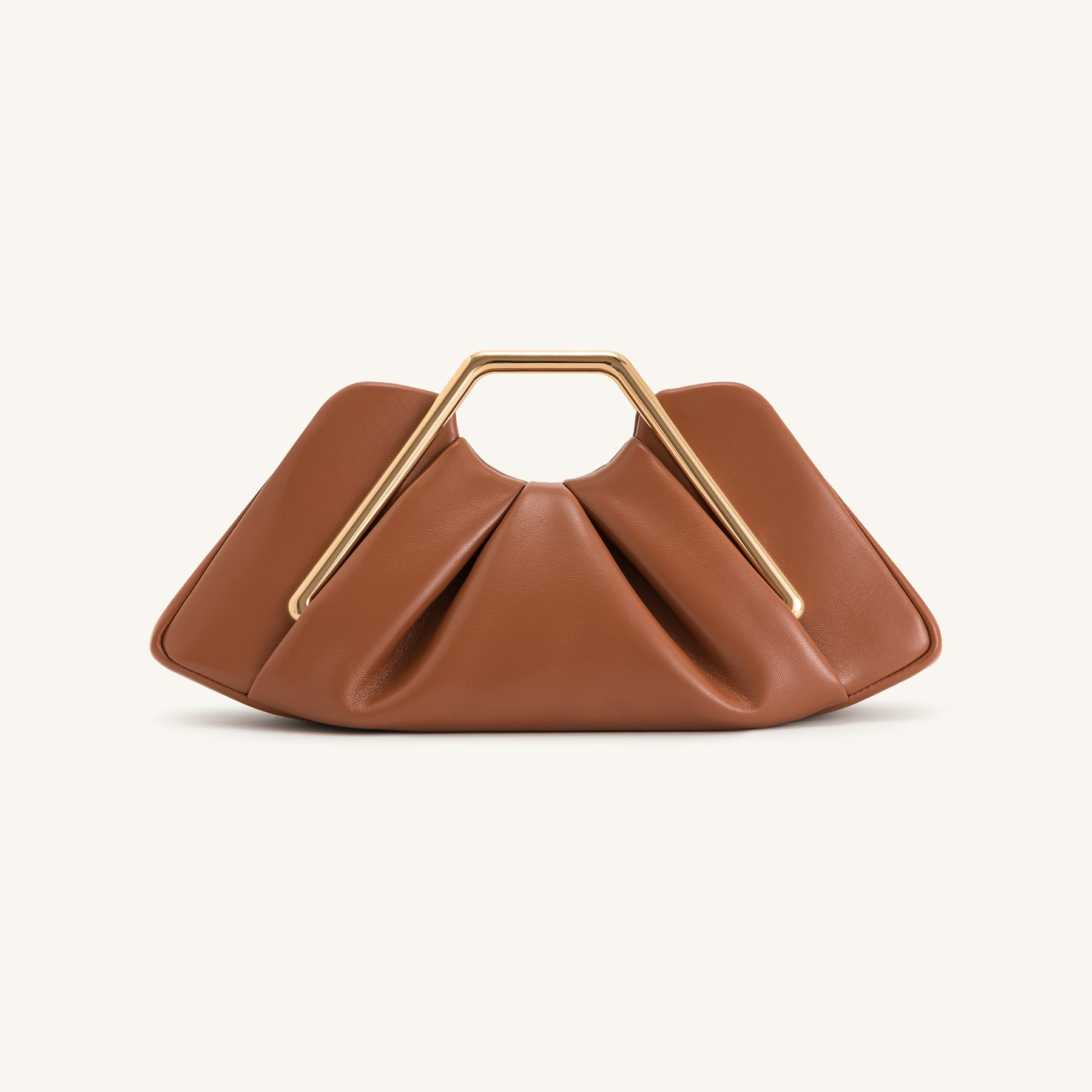 Lila Metal Frame Clutch - Brown