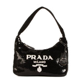 Prada Re-Edition 2000 Sequined Shoulder Bag in Black