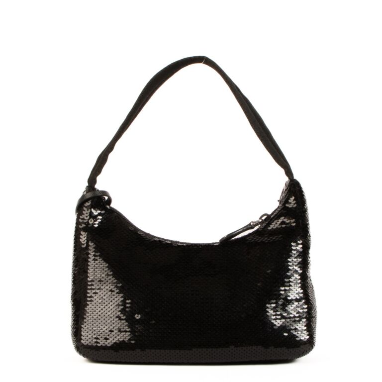 Prada Re-Edition 2000 Sequined Shoulder Bag in Black