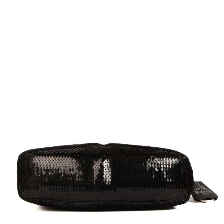 Prada Re-Edition 2000 Sequined Shoulder Bag in Black