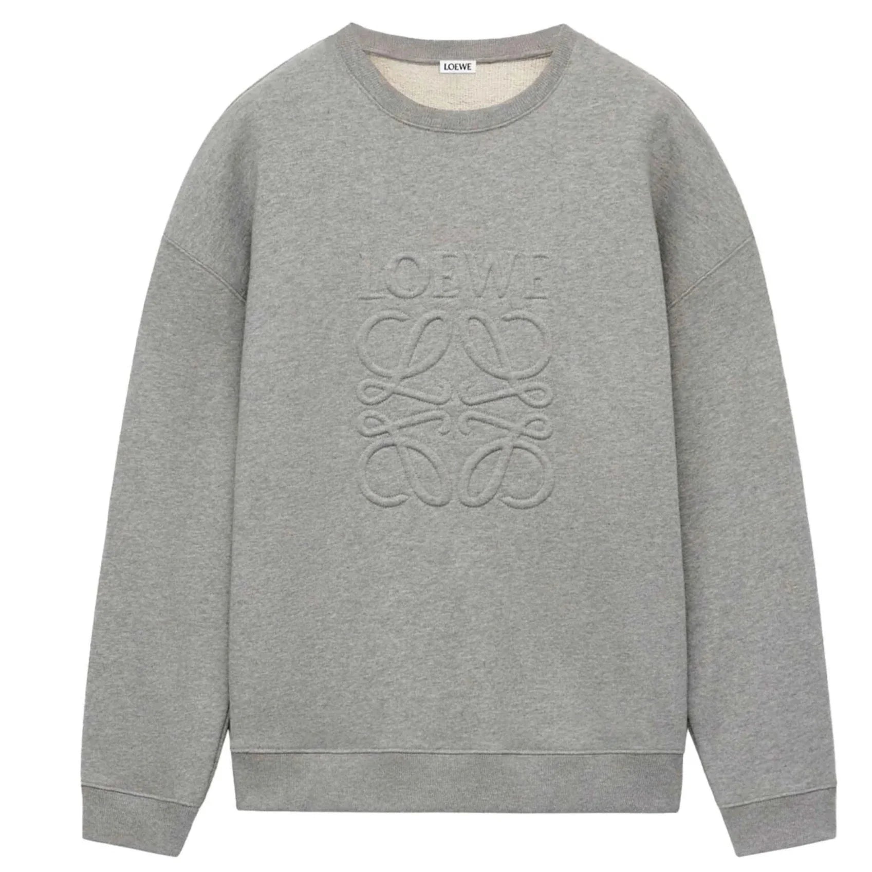 Loewe Anagram Tonal Logo Relaxed Fit Crewneck Sweatshirt in Grey Melange