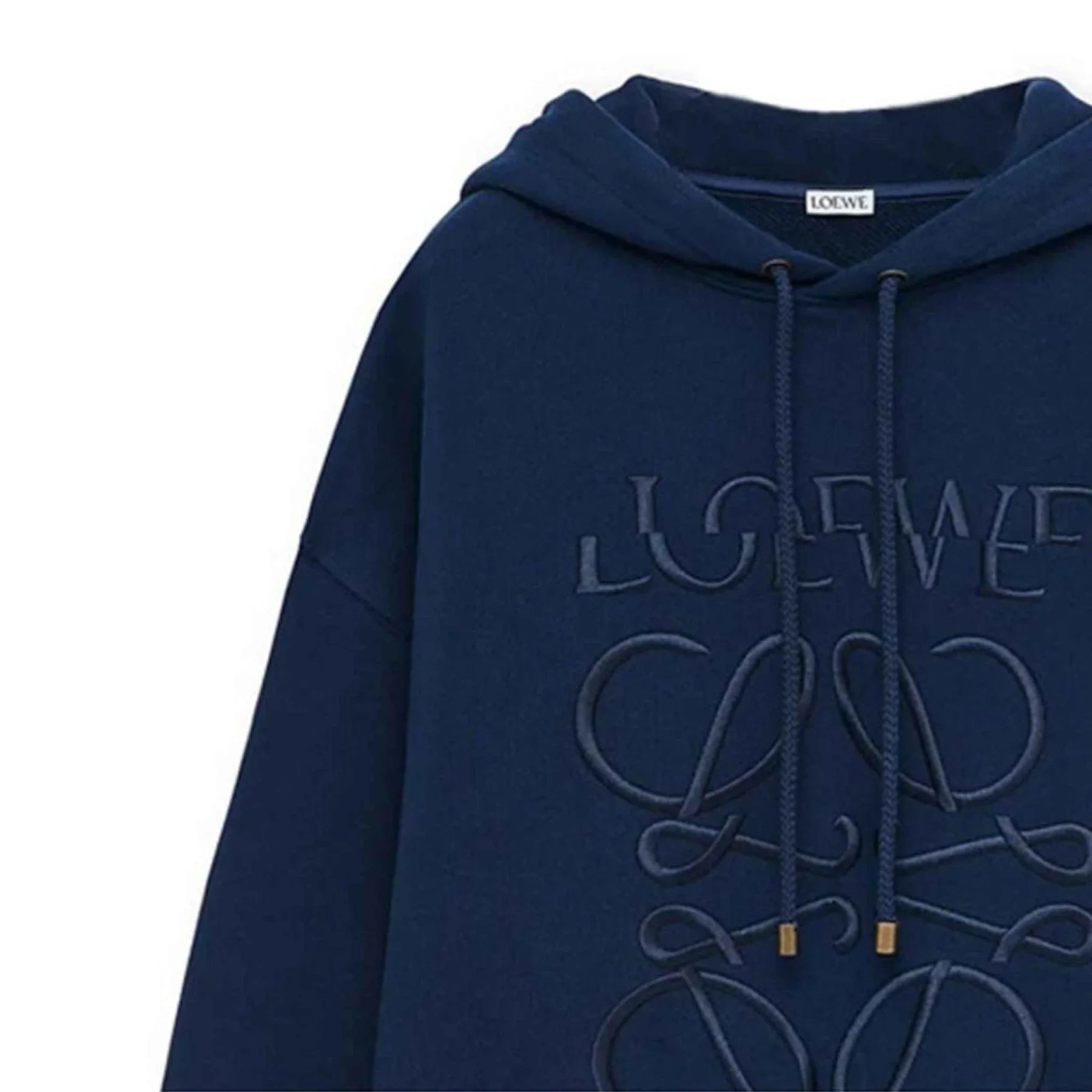 Loewe Split Logo Relaxed Fit Hoodie in Navy Blue
