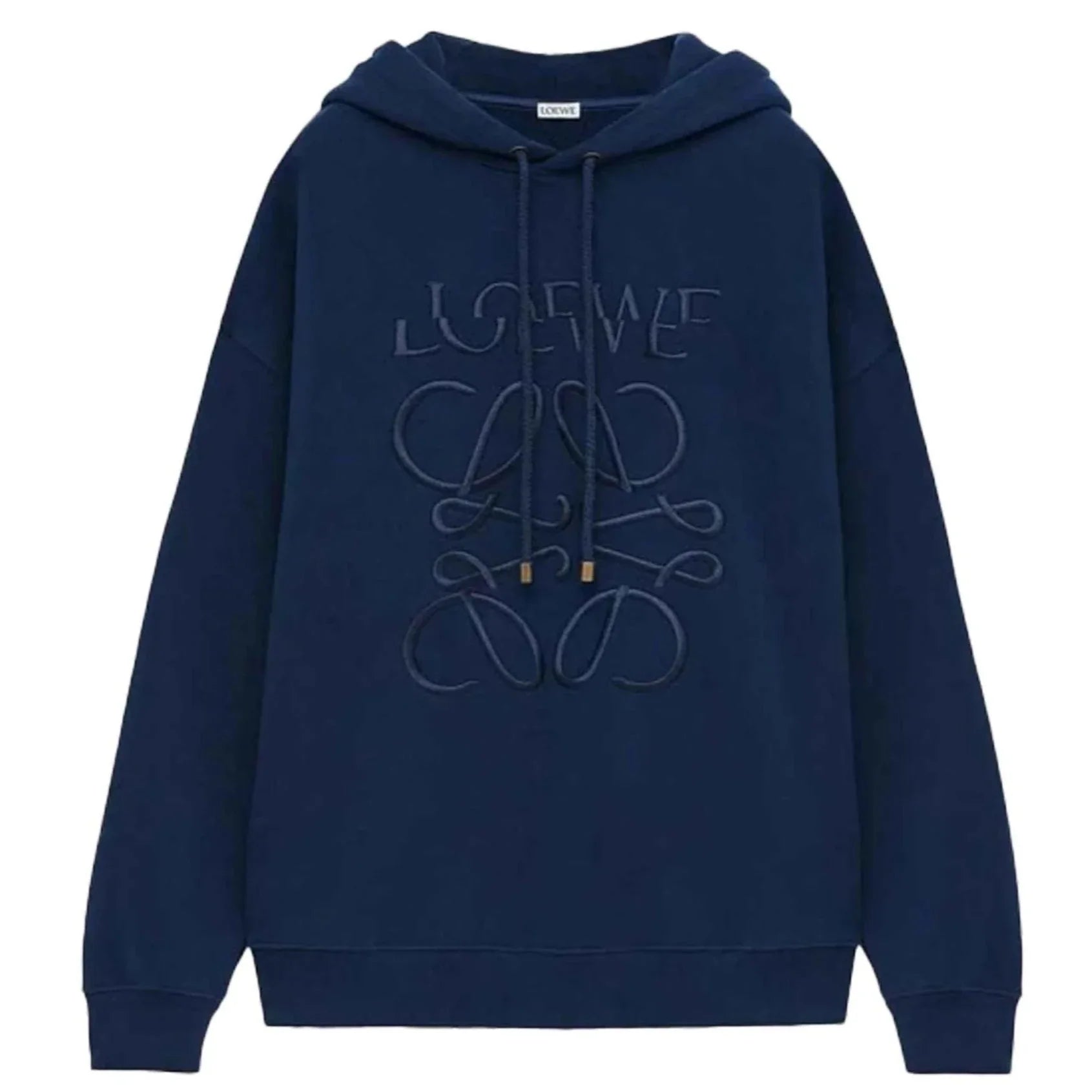 Loewe Split Logo Relaxed Fit Hoodie in Navy Blue