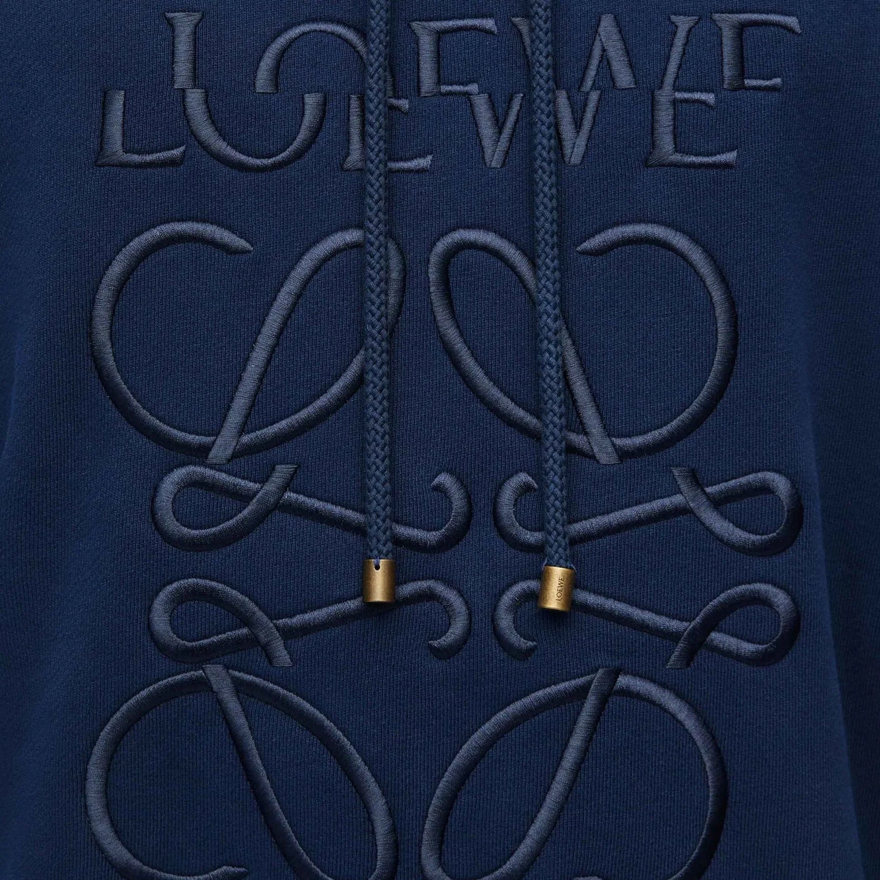 Loewe Split Logo Relaxed Fit Hoodie in Navy Blue