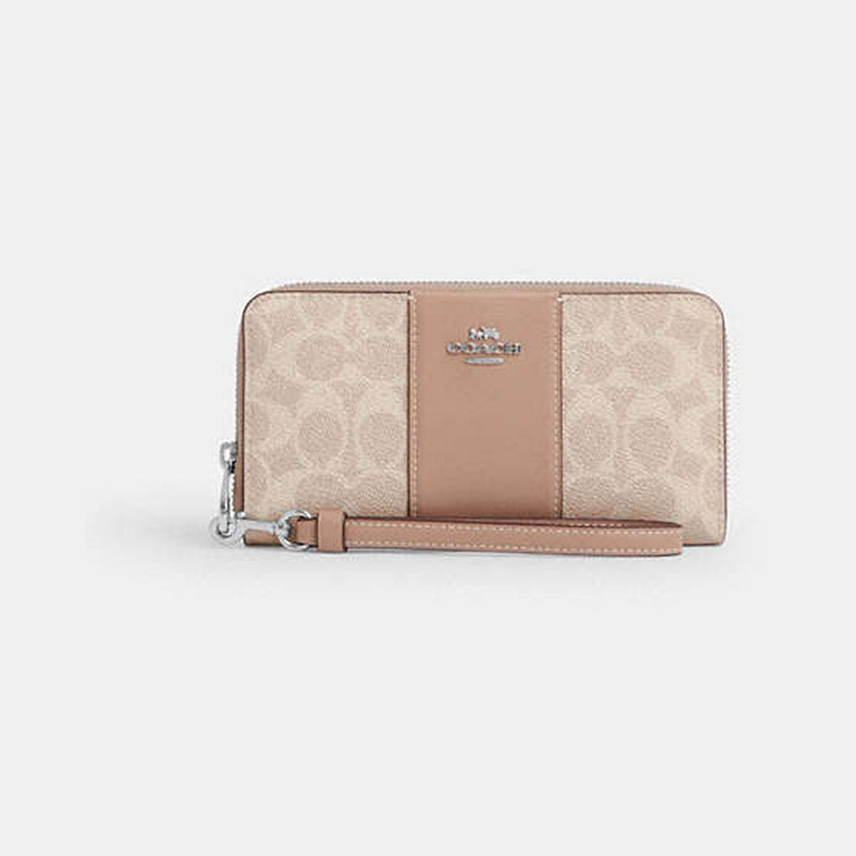 Long Zip Around Wallet In Signature Canvas With Stripe