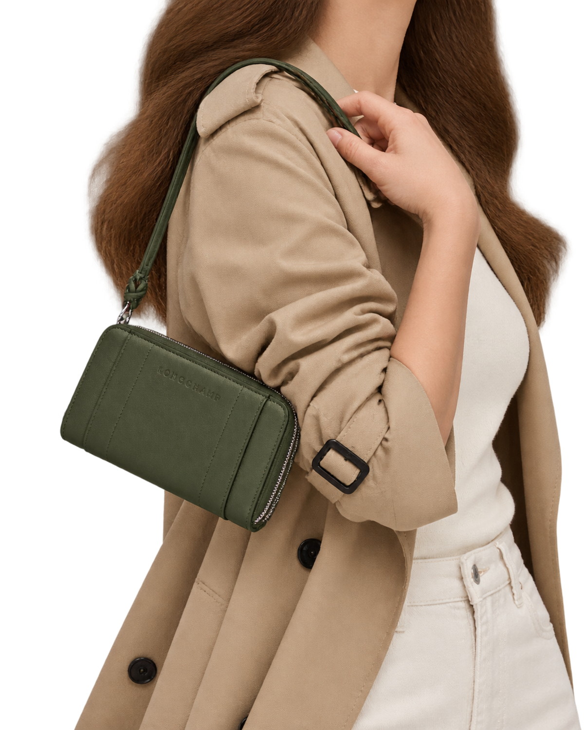 Longchamp 3D Wallet Khaki - Leather
