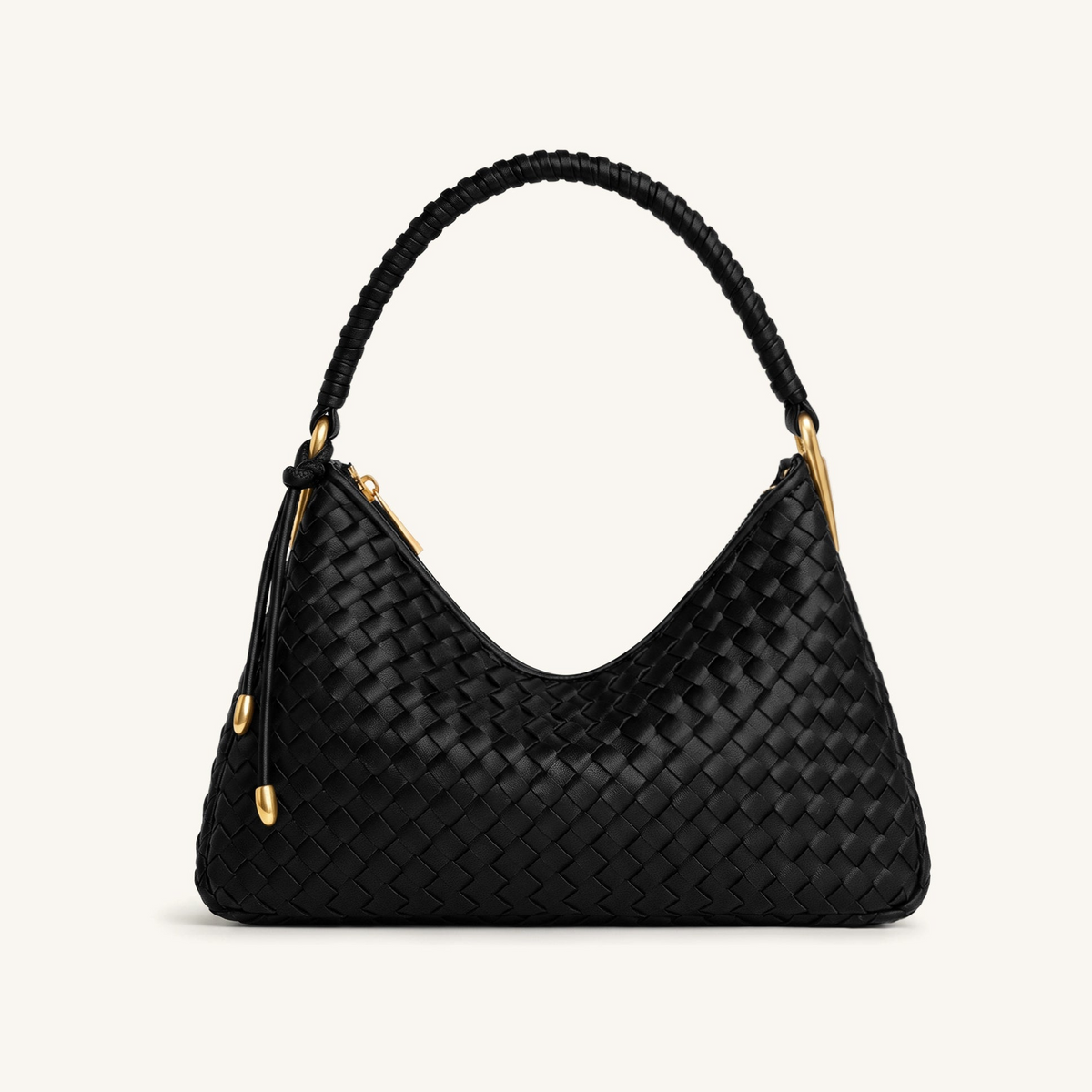 Lorena Woven Shoulder Bag - Black