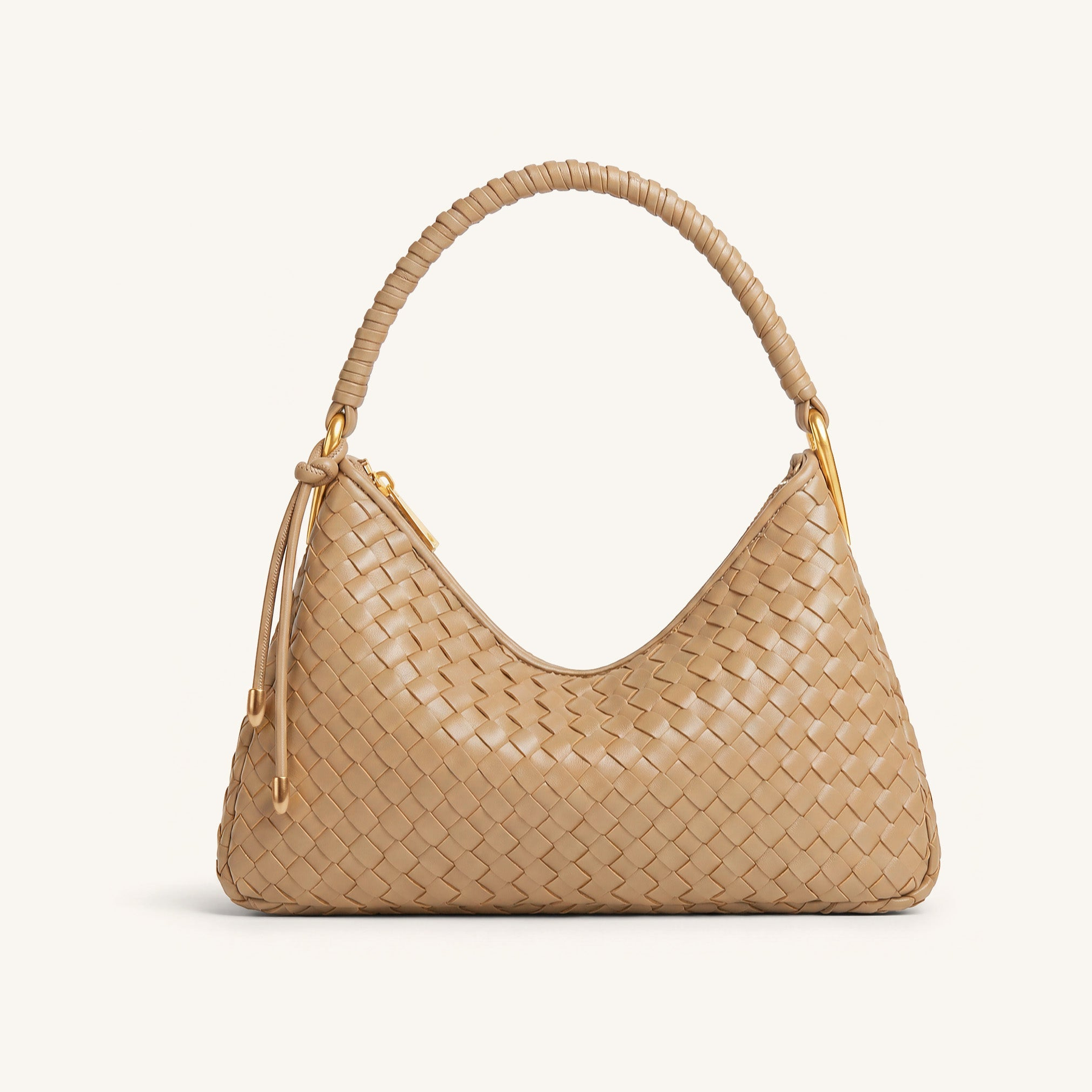 Lorena Woven Shoulder Bag - Camel