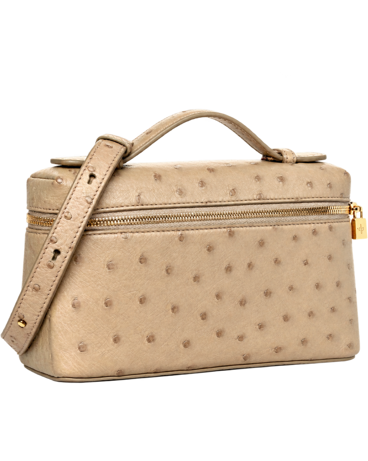 Loro Piana Ostrich L19 Extra Pocket Pouch Beige
