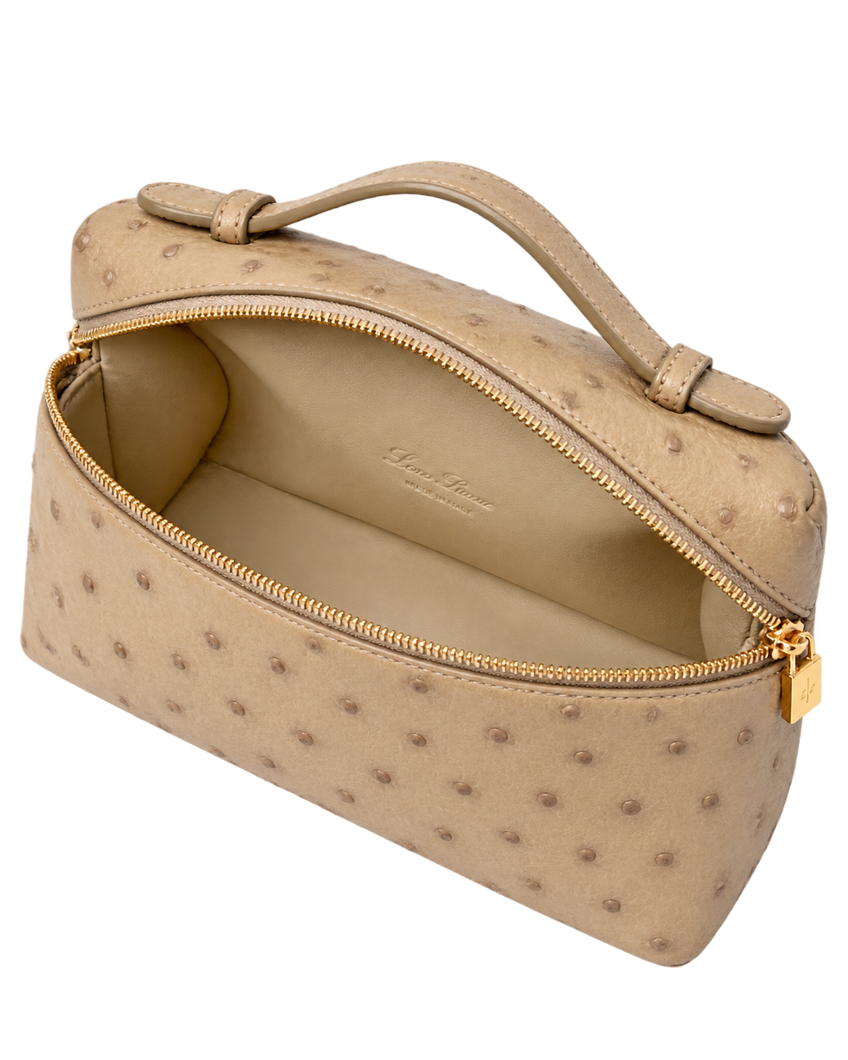 Loro Piana Ostrich L19 Extra Pocket Pouch Beige