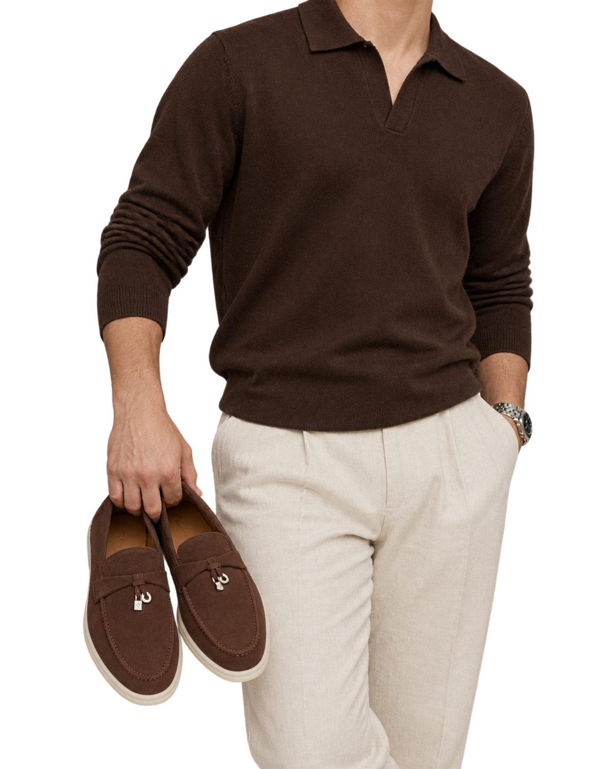 Loro Piana Summer Charms Walk Suede Chocolate Loafers