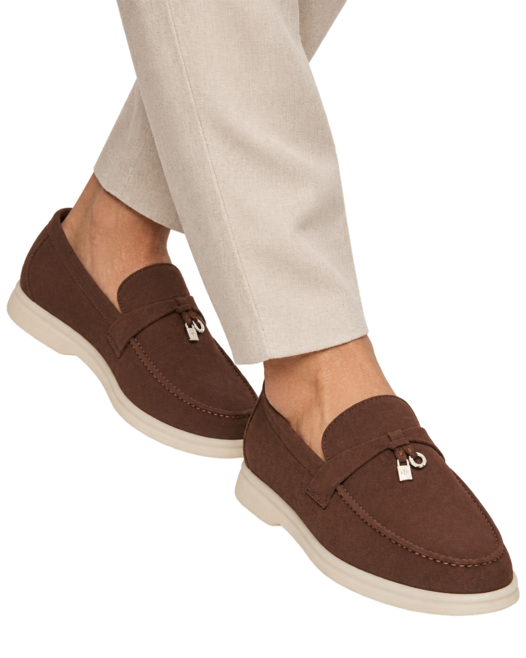 Loro Piana Summer Charms Walk Suede Chocolate Loafers