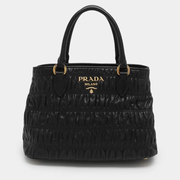 Prada Black Nappa Gaufre Leather Tote