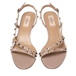 The Rockstud Slingback Sandals – Beige