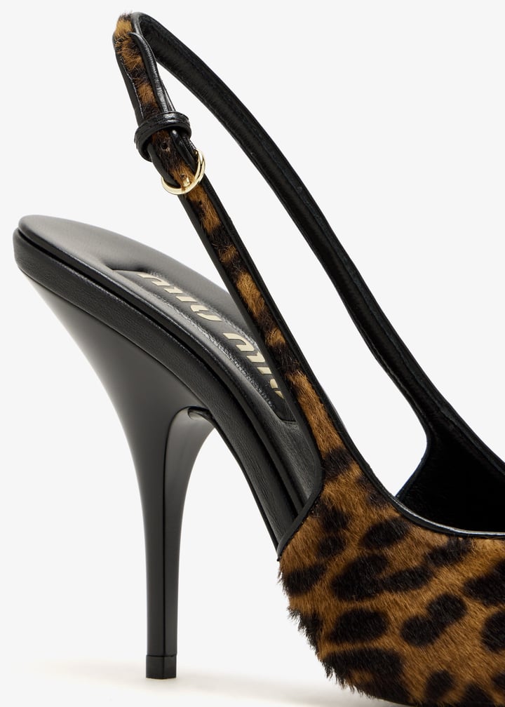 Printed leather slingback pumps