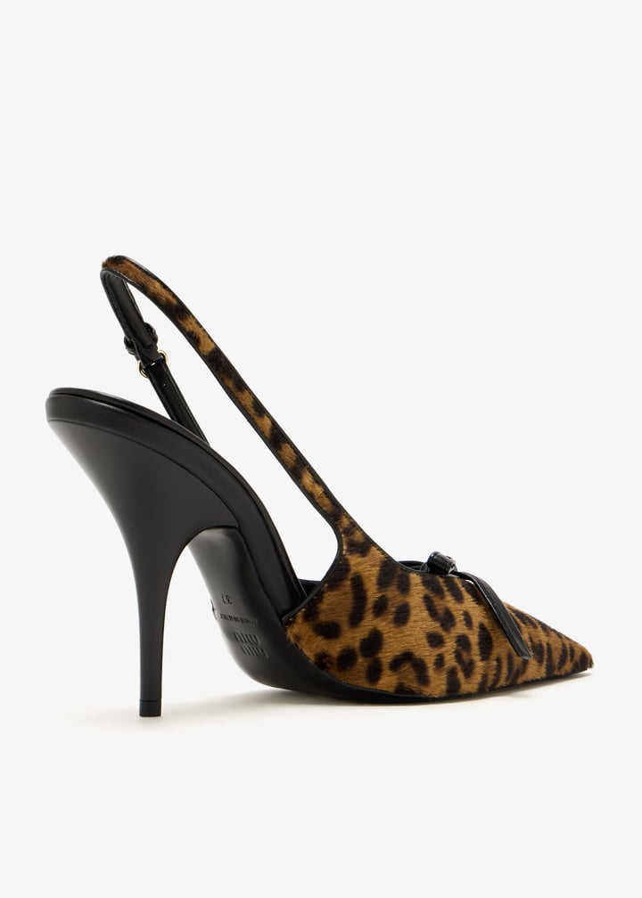 Printed leather slingback pumps