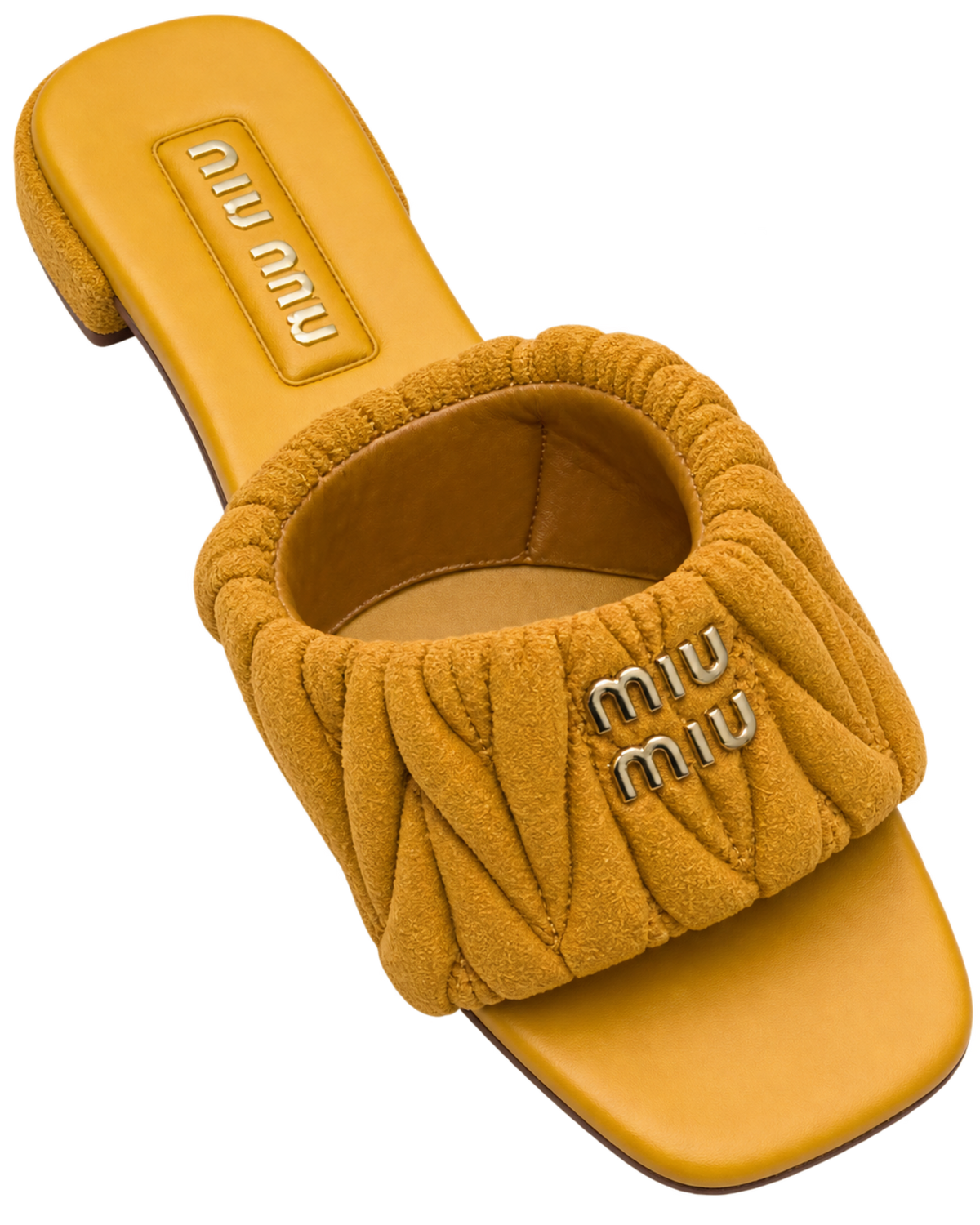 Matelassé suede slide sandals