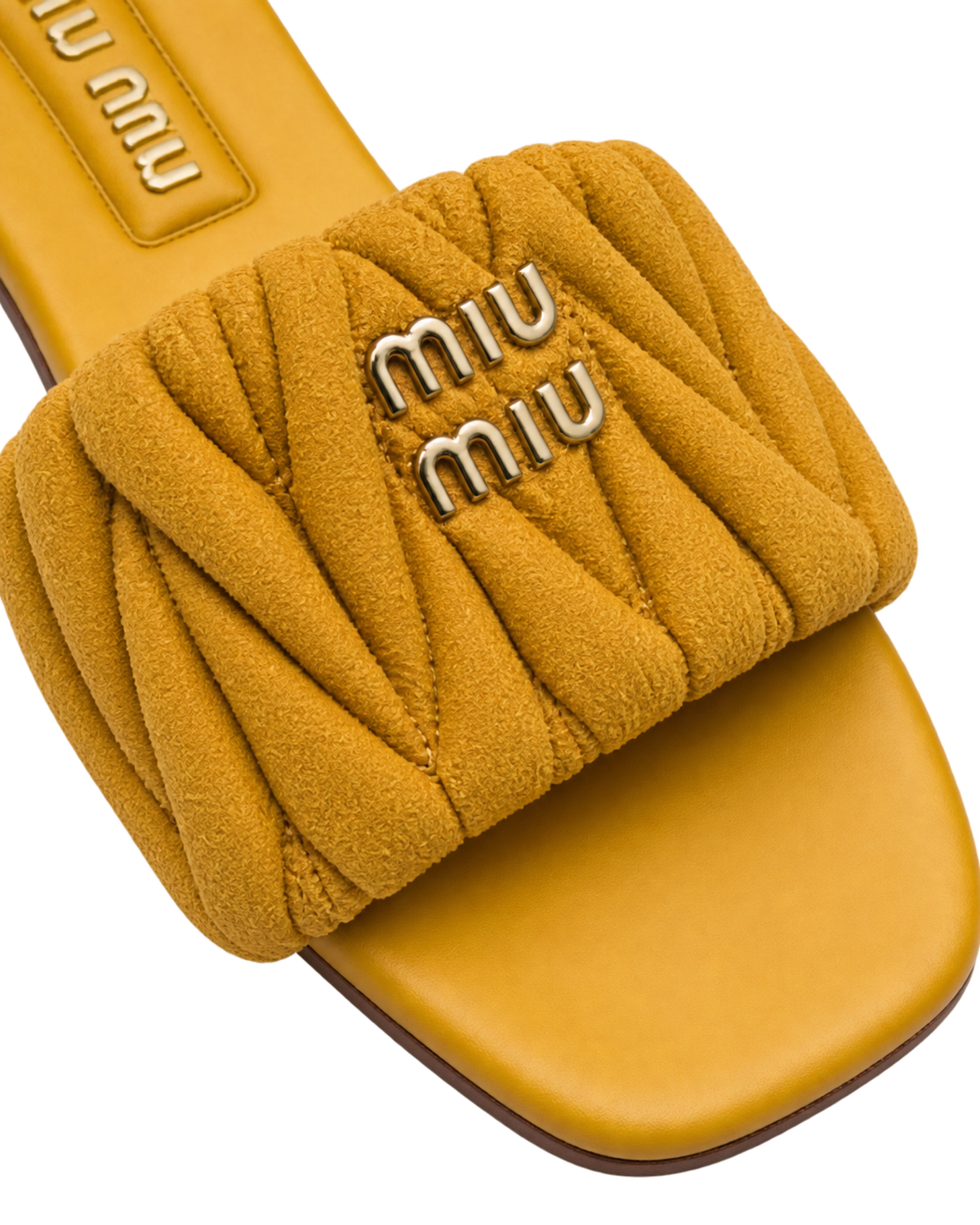 Matelassé suede slide sandals