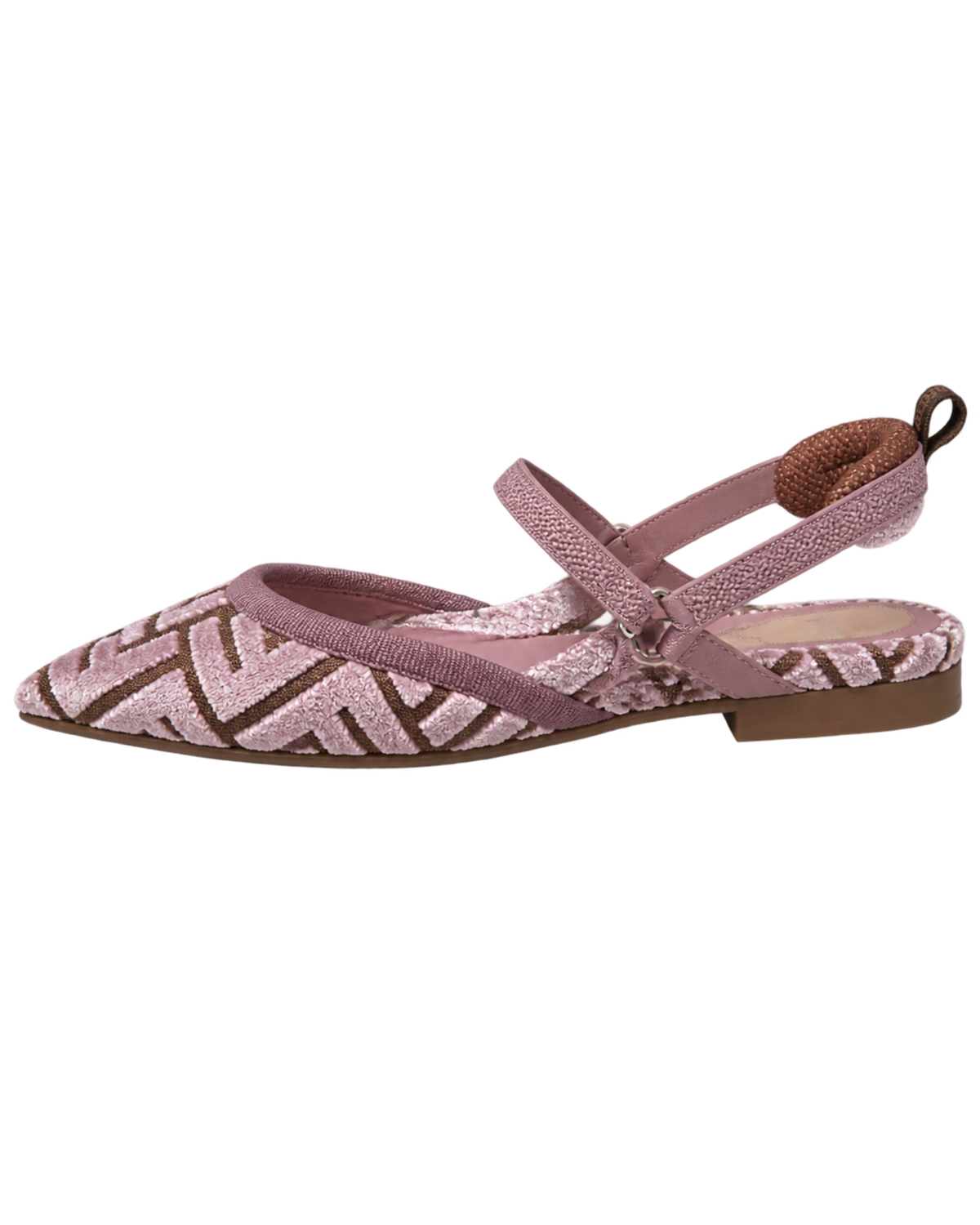 Mauve pink FF jacquard velvet flats