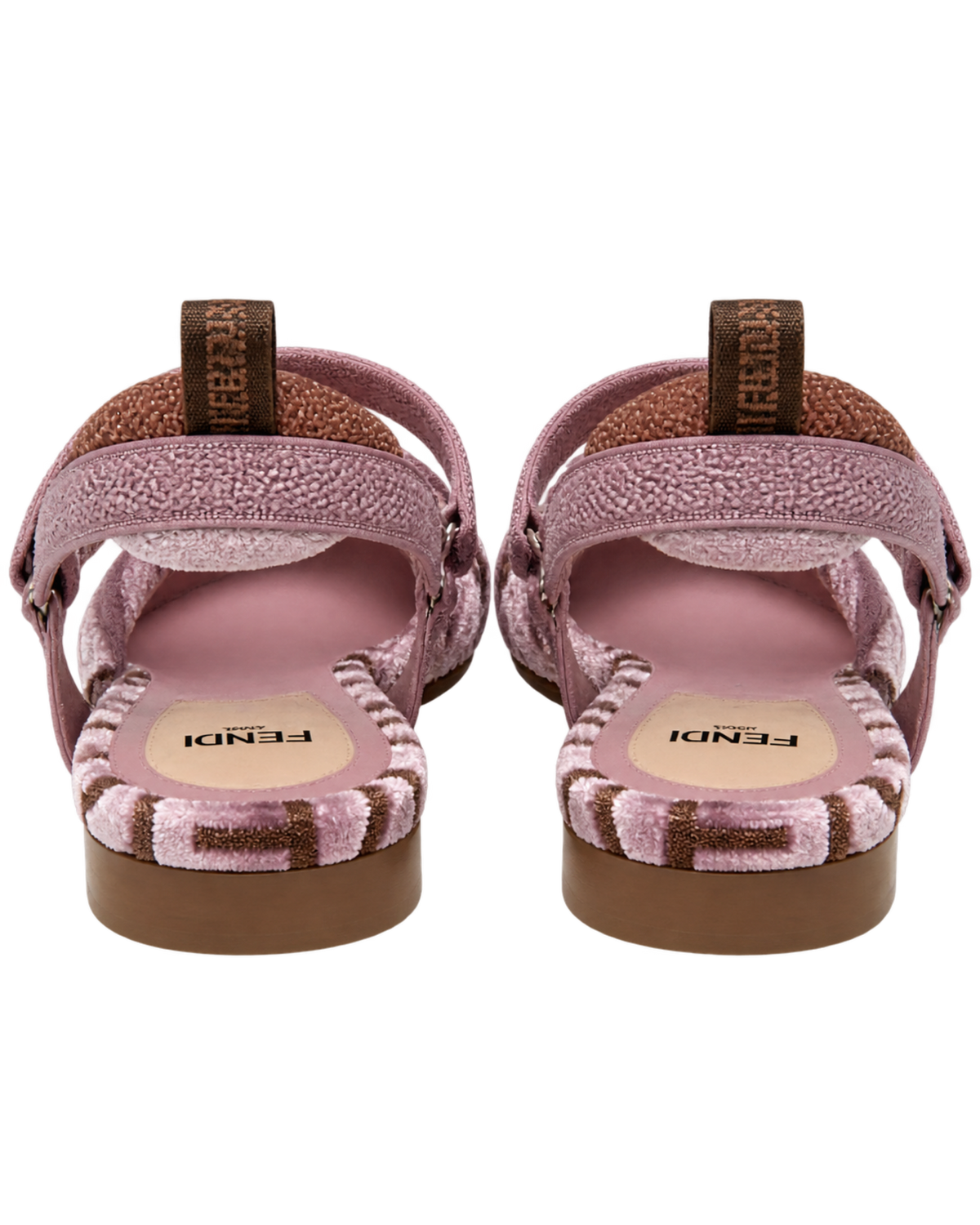 Mauve pink FF jacquard velvet flats