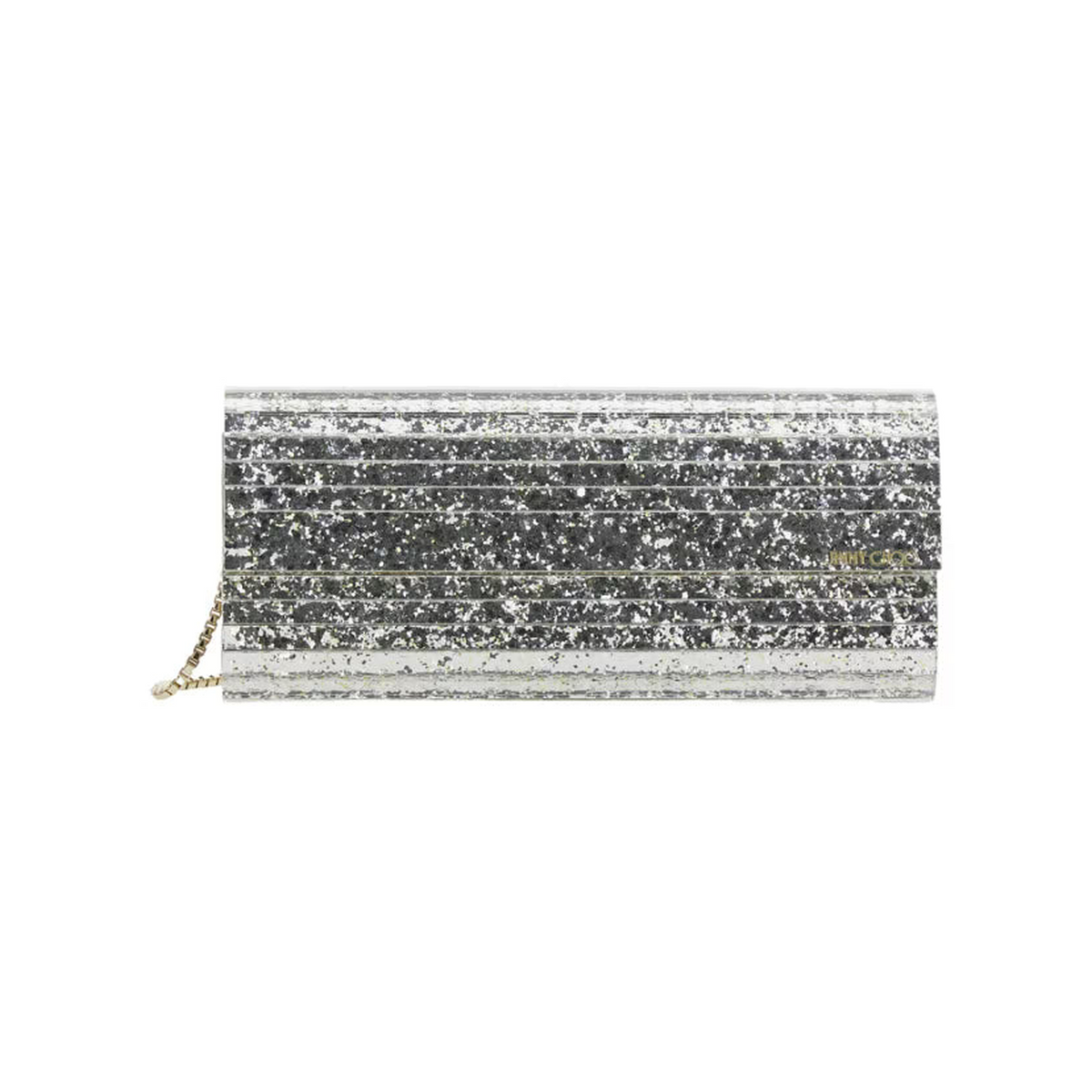 Metallic Rhinestone Clutch with Acrylic Panels