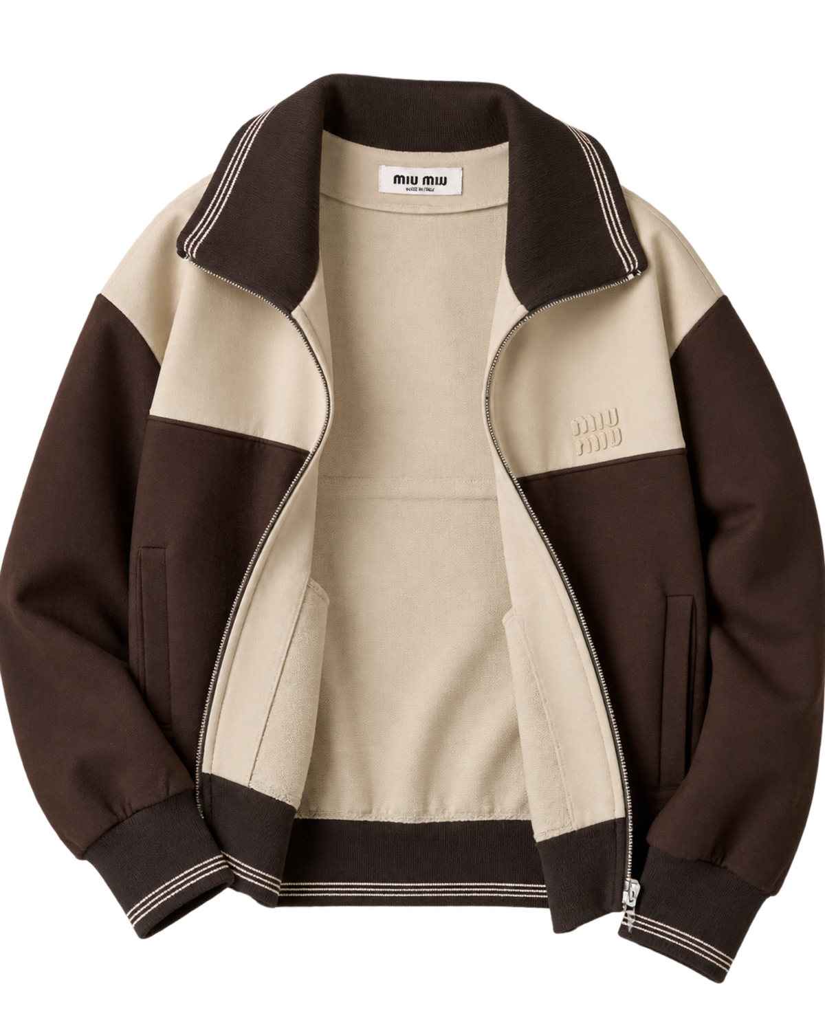 Miu Miu knitted-cuffs zip-front sweatshirt