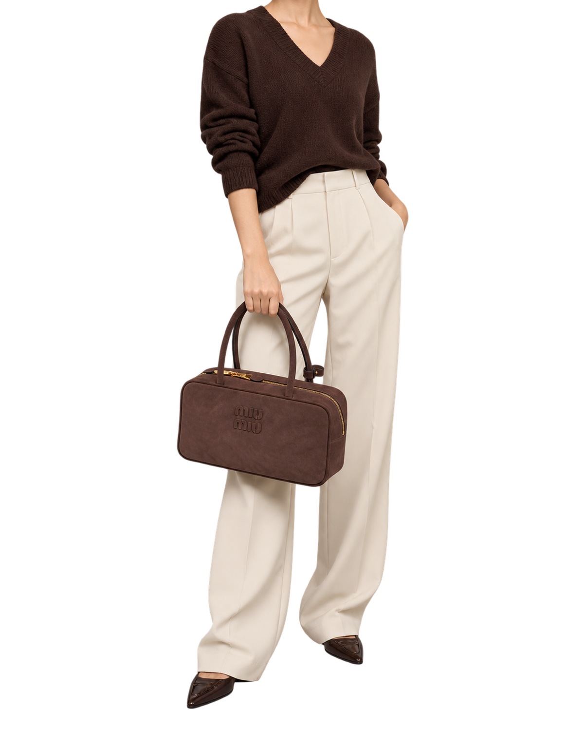 Miu Miu Suede Beau bag In Dark Brown