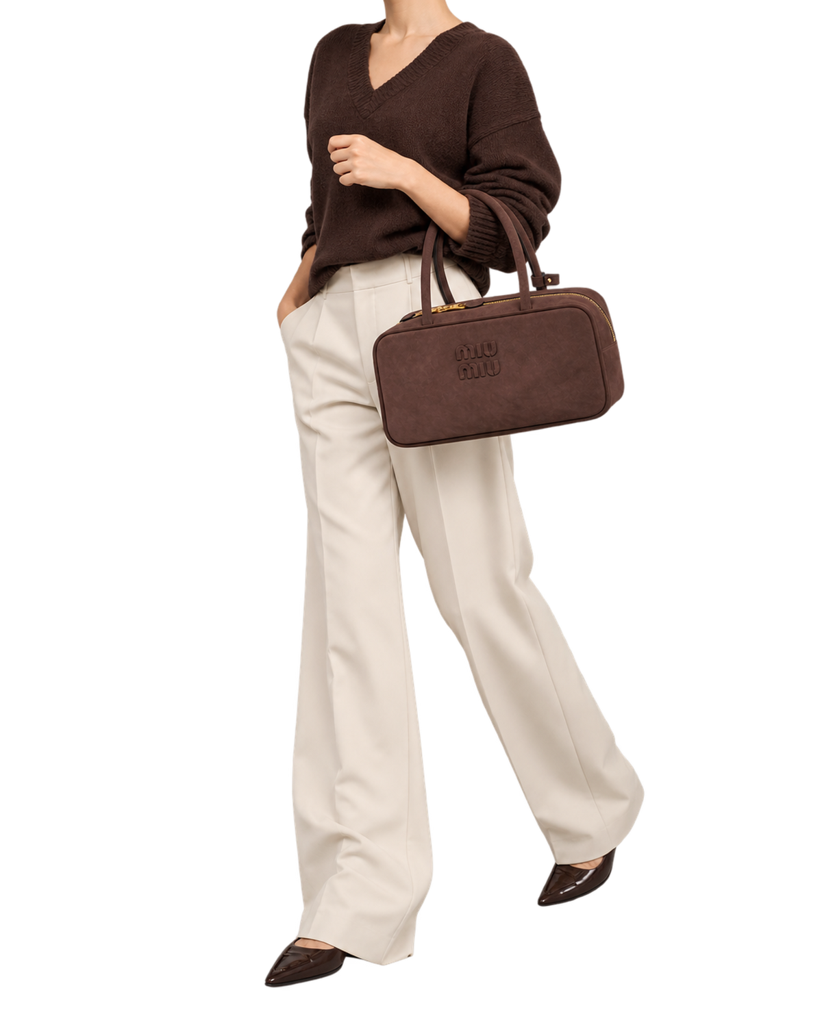 Miu Miu Suede Beau bag In Dark Brown