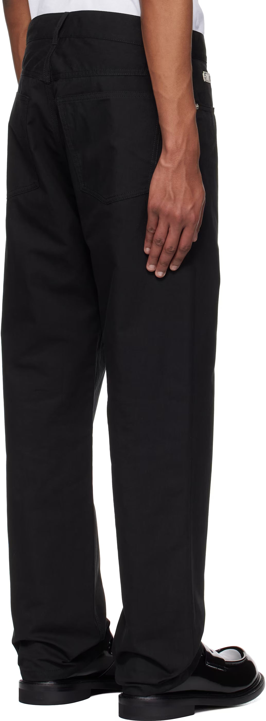 Black Cotton Nylon Cloth Trousers