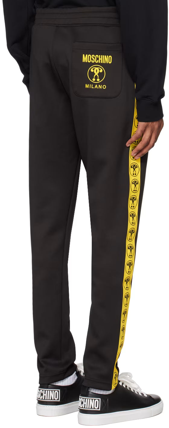 Black Double Question Mark Track Pants