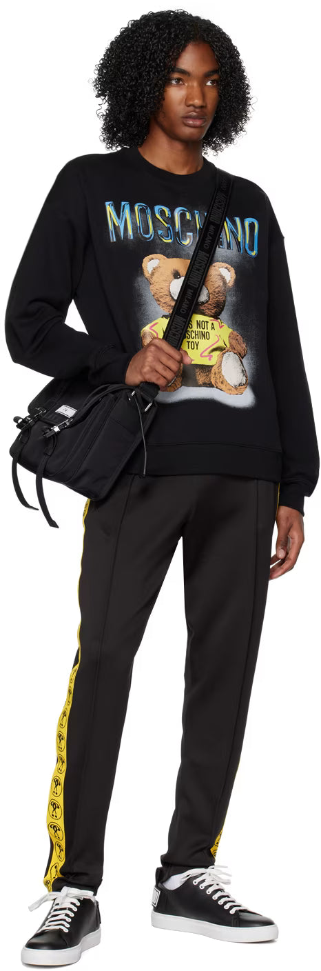 Black Double Question Mark Track Pants