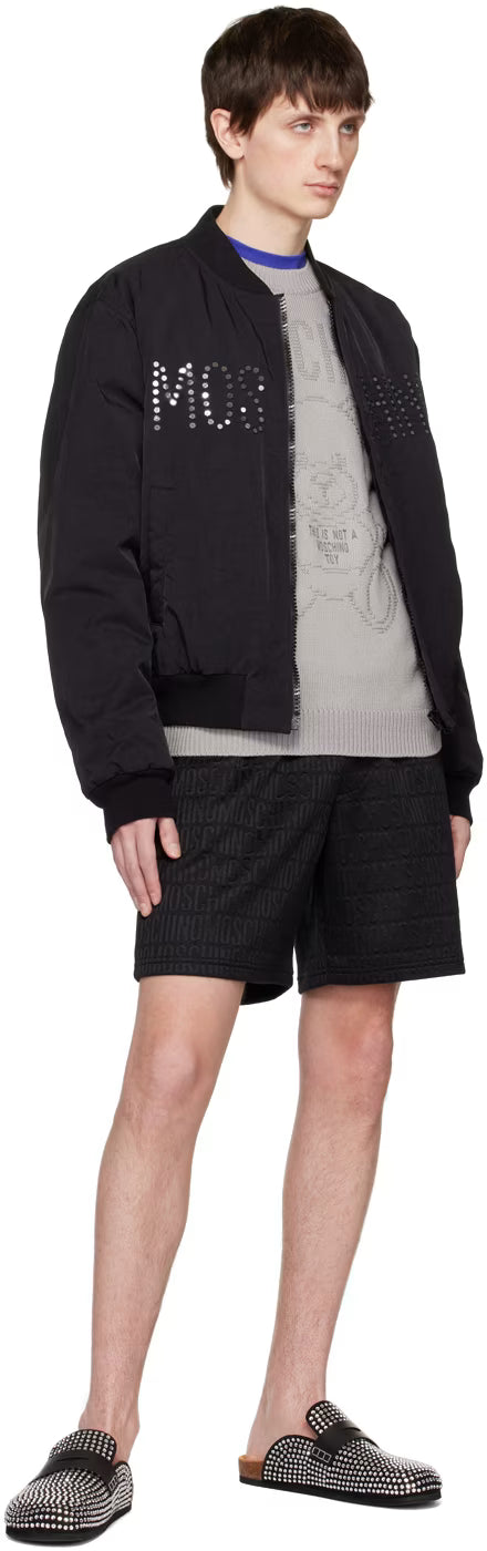 Black Embellished Bomber Jacket